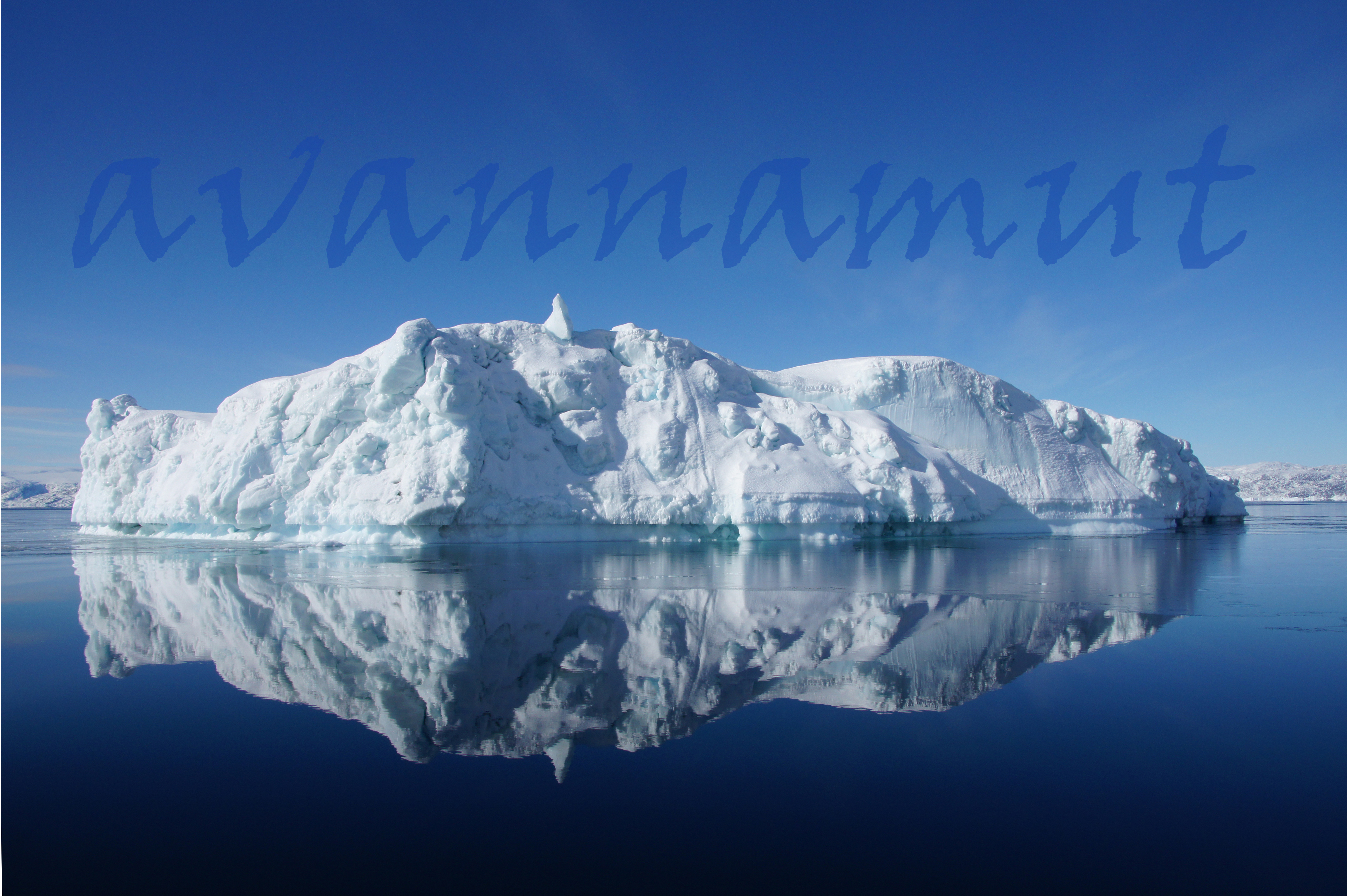 iceberg with perfect reflexion in fjord
